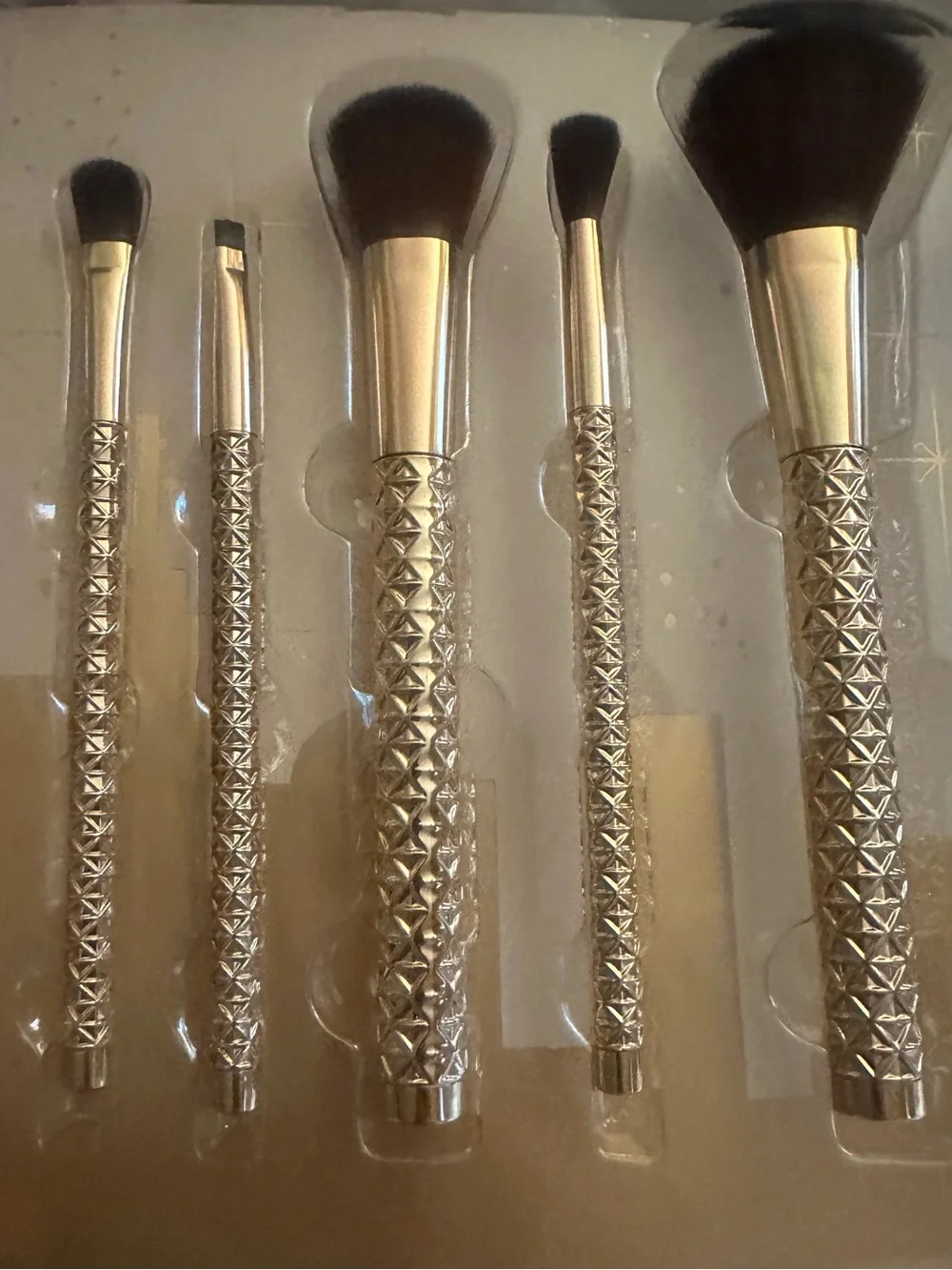 Makeup Brush Set 10‑Piece Professional Face Eye Brush Collection, Gold Handles
